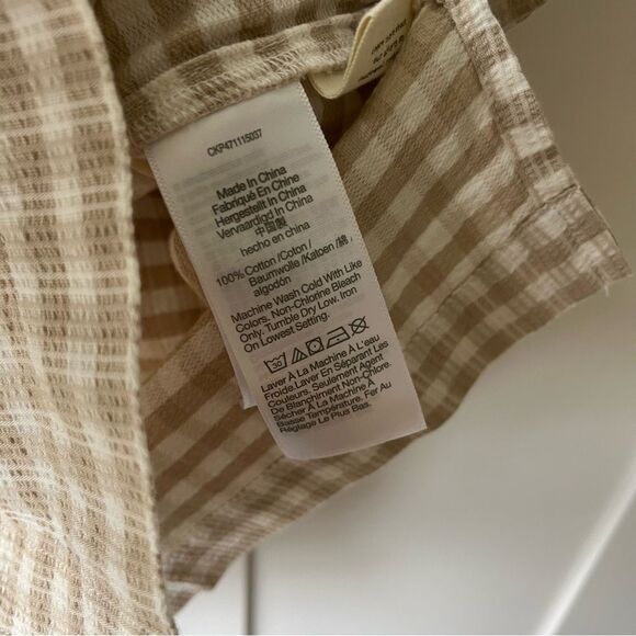 Madewell Camp Checked Gingham Plaid Boxy Gauze Button Down Shirt Tan Small NWT - Picture 12 of 16